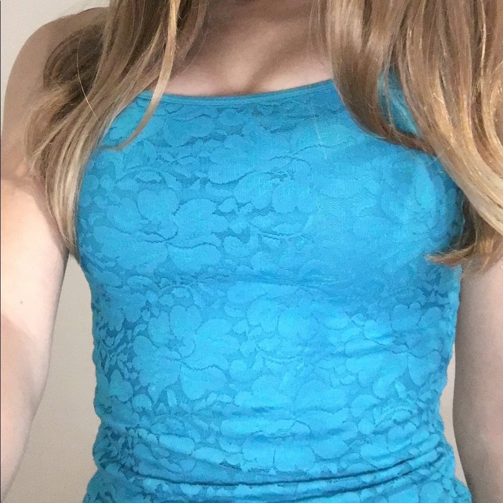 Bright blue floral tank top